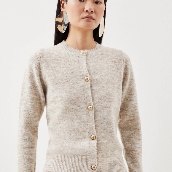 Karen Millen Cream and Gold Cardigan Sweater - Picture 1 of 10